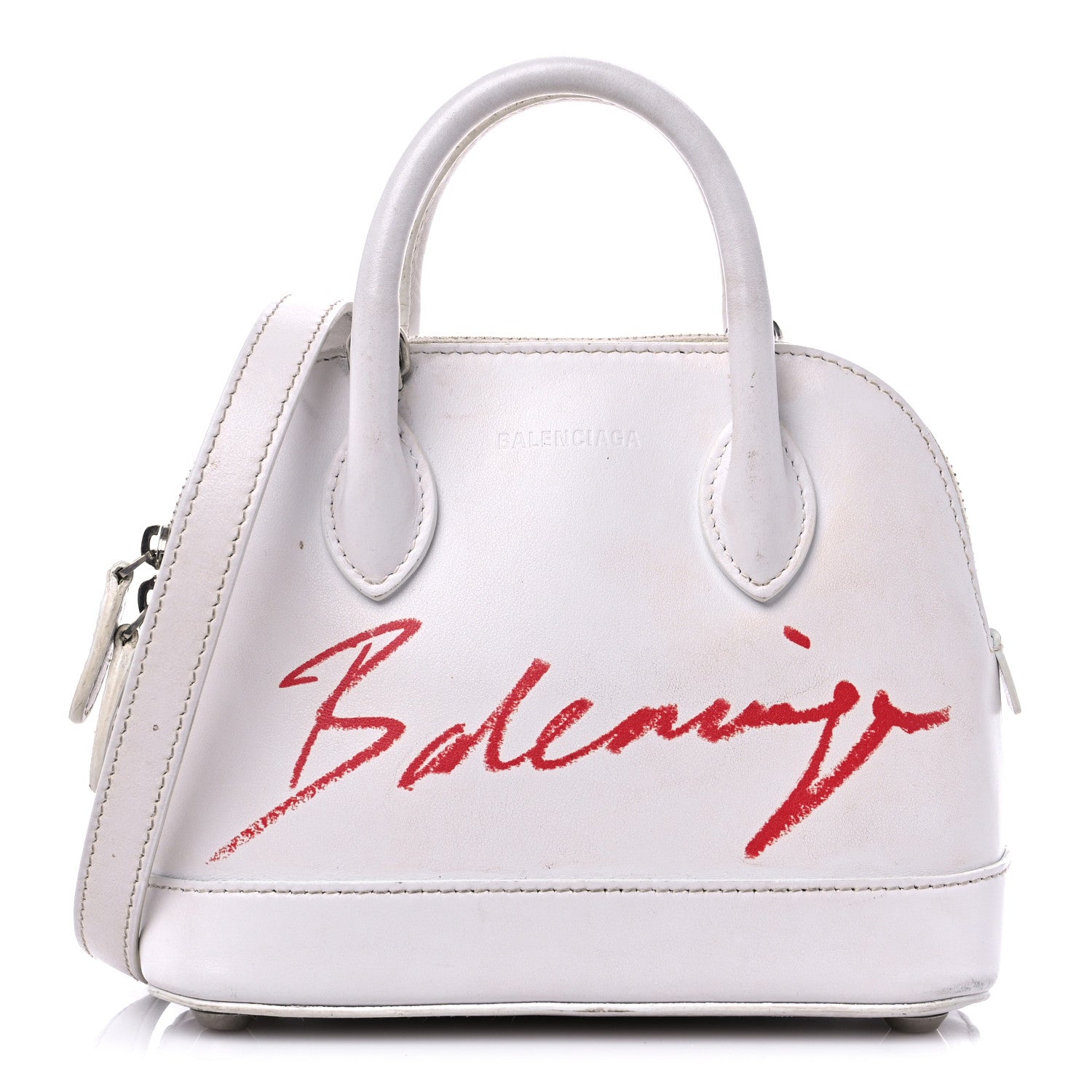 Balenciaga Calfskin Lipstick Logo XXS Ville Top Handle Bag White 1 of 11