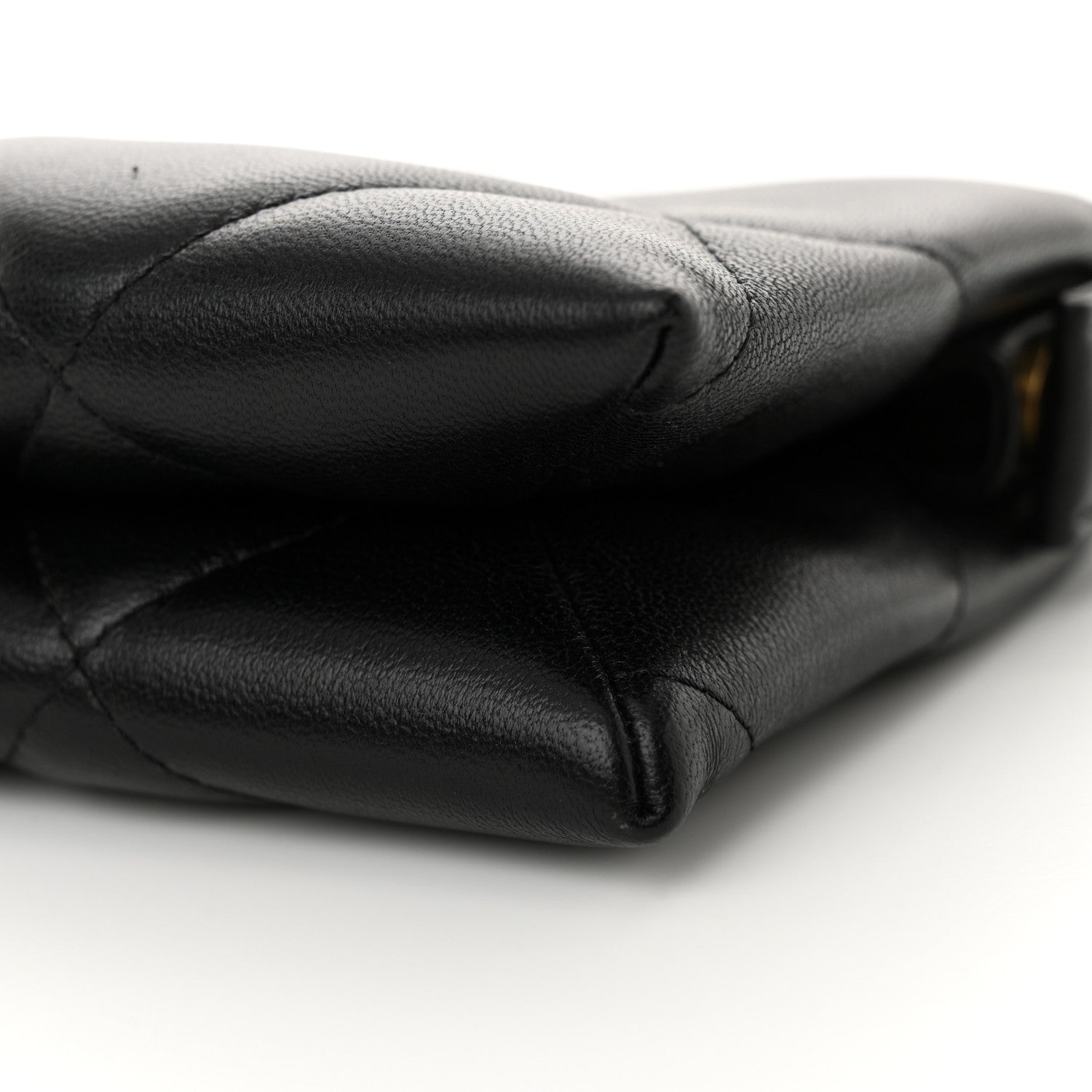 Chanel Shiny Goatskin Quilted Small Chanel 19 Pouch With Handle Black 10 of 10