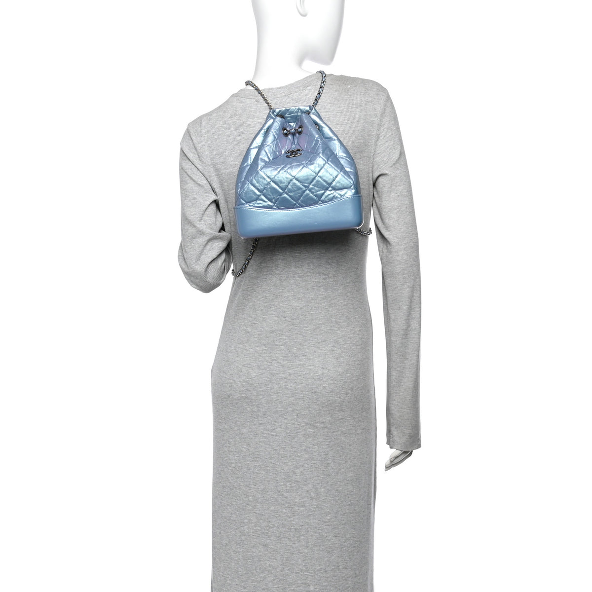 Iridescent Lambskin Calfskin Quilted Gabrielle Backpack Light Purple