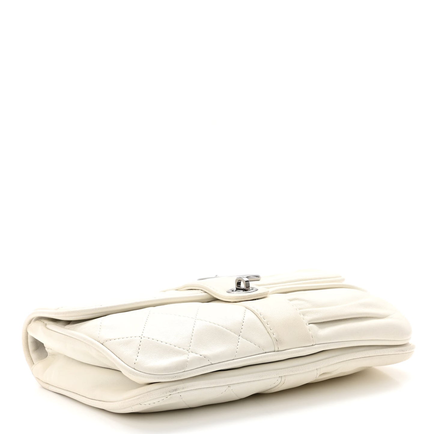Lambskin Quilted Pile Ou Face Flap White
