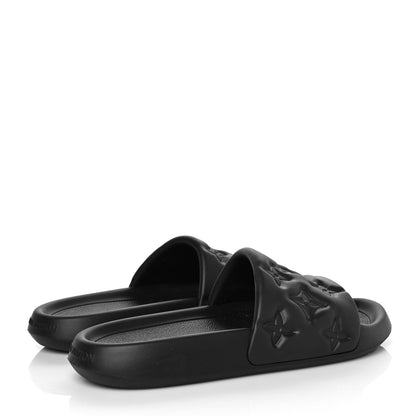 Louis Vuitton Rubber Embossed Monogram Mens Waterfront Mules 10 Black 3 of 7
