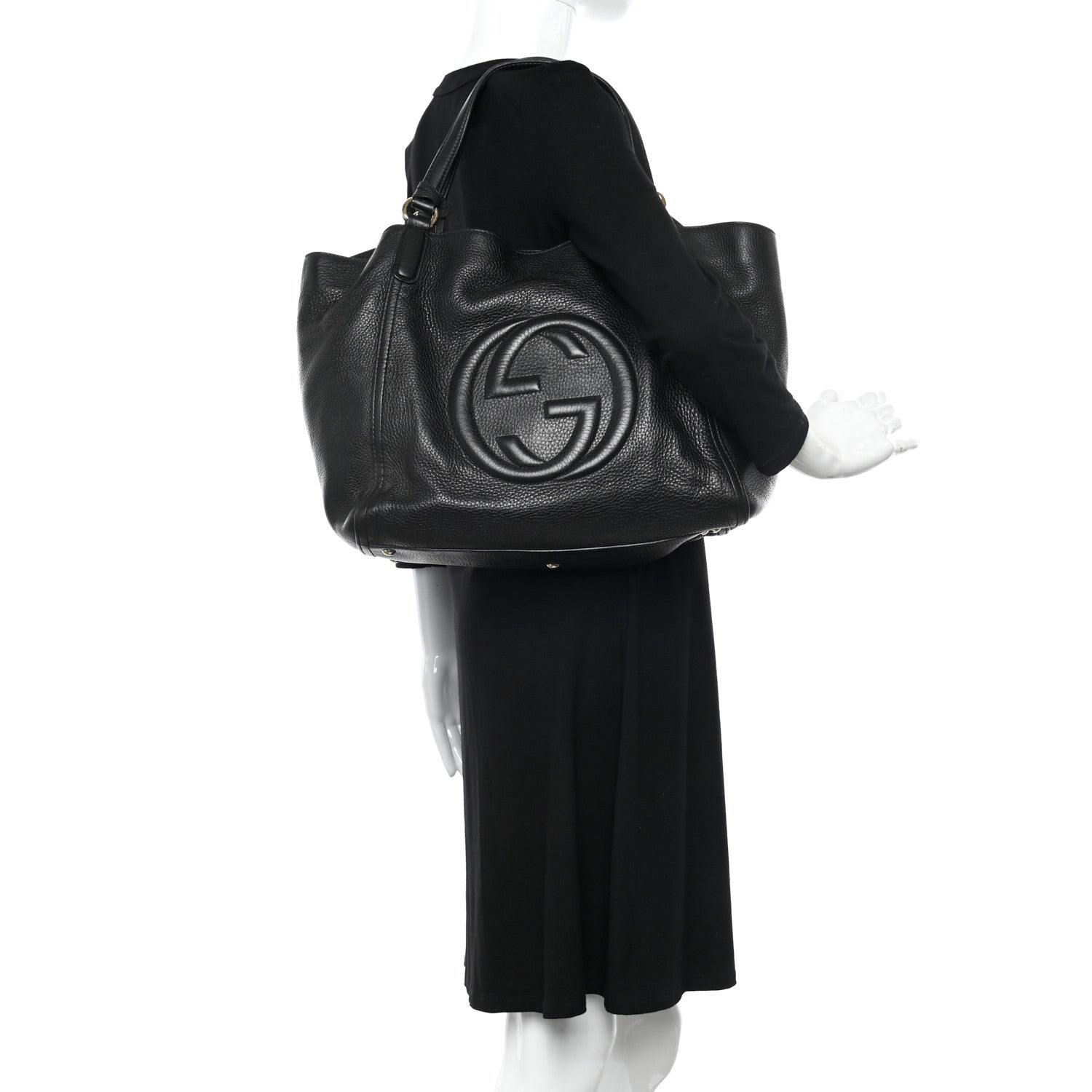 Gucci Pebbled Calfskin Medium Soho Shoulder Bag Black 2 of 12