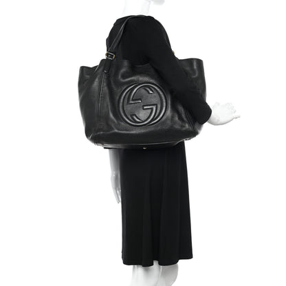 Gucci Pebbled Calfskin Medium Soho Shoulder Bag Black 2 of 12