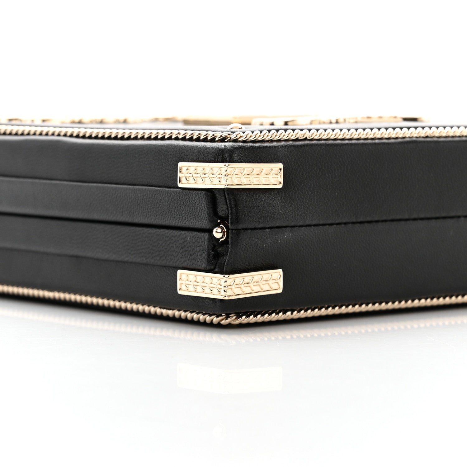 Chanel Lambskin Room Card Minaudiere Evening Bag Black Gold 9 of 11