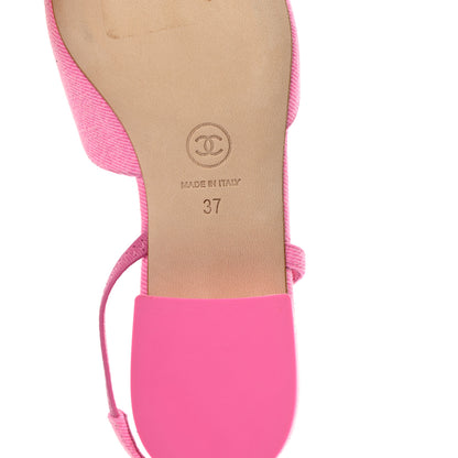 Chanel Denim Cap Toe CC Slingback Flat 37 Neon Pink 13 of 16