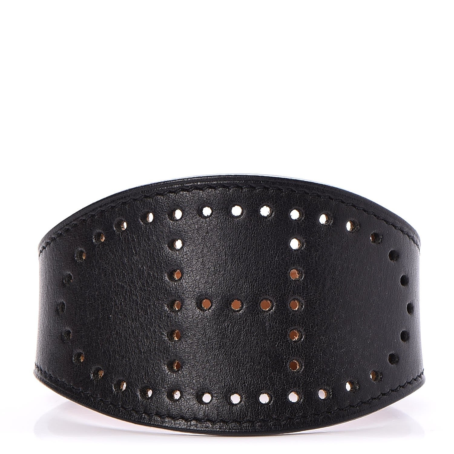 Hermes Calfskin Reversible Perforated H Bracelet Noir 1 of 6