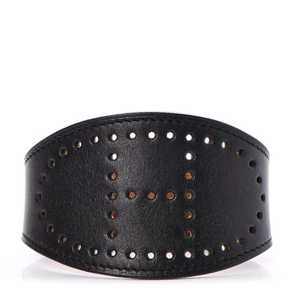 Hermes Calfskin Reversible Perforated H Bracelet Noir 1 of 6