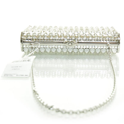 Judith Leiber Clear Austrian Crystal Studded Minaudiere Clutch Silver 5 of 8