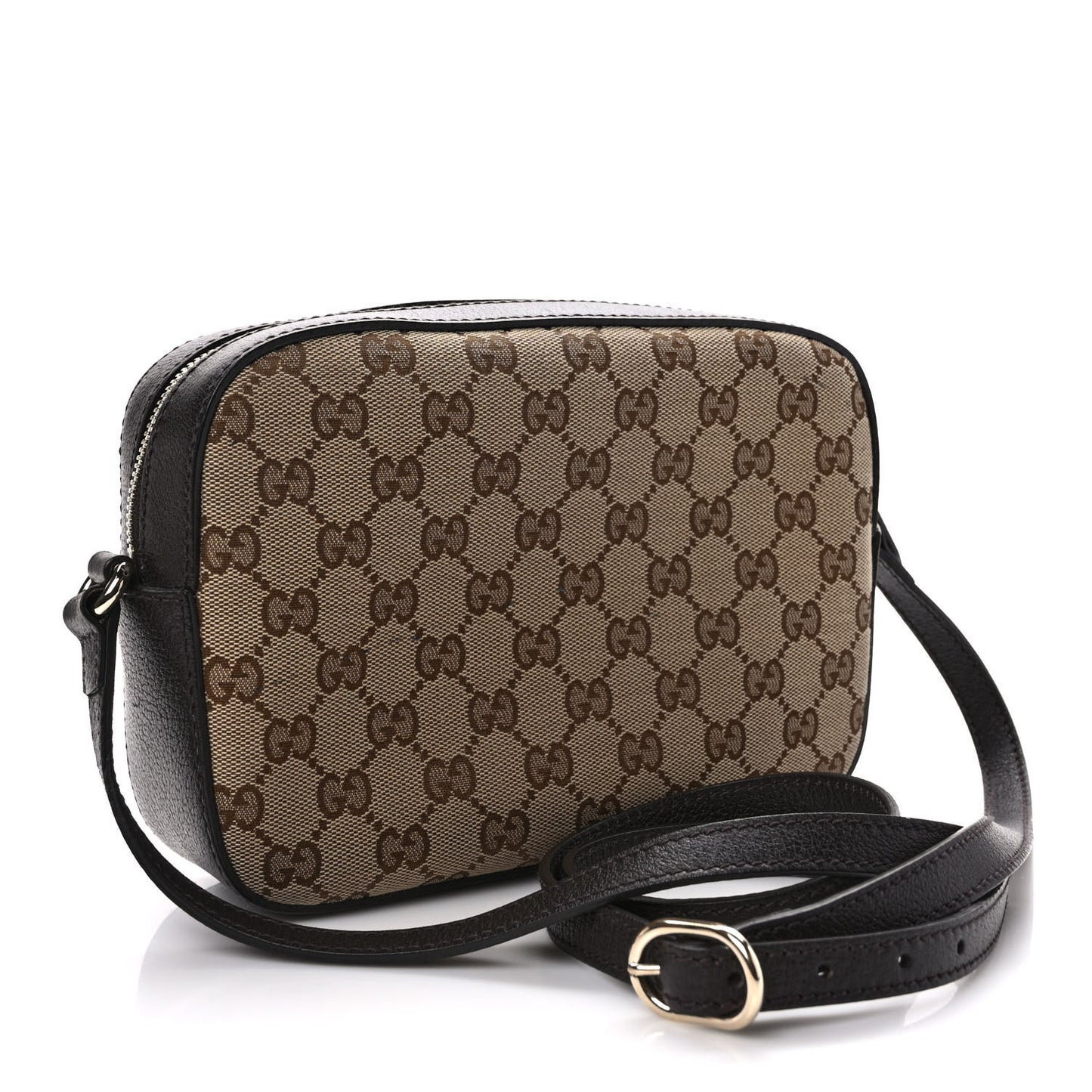 GG Supreme Monogram Web Small Webby Bee Shoulder Bag Dark Brown