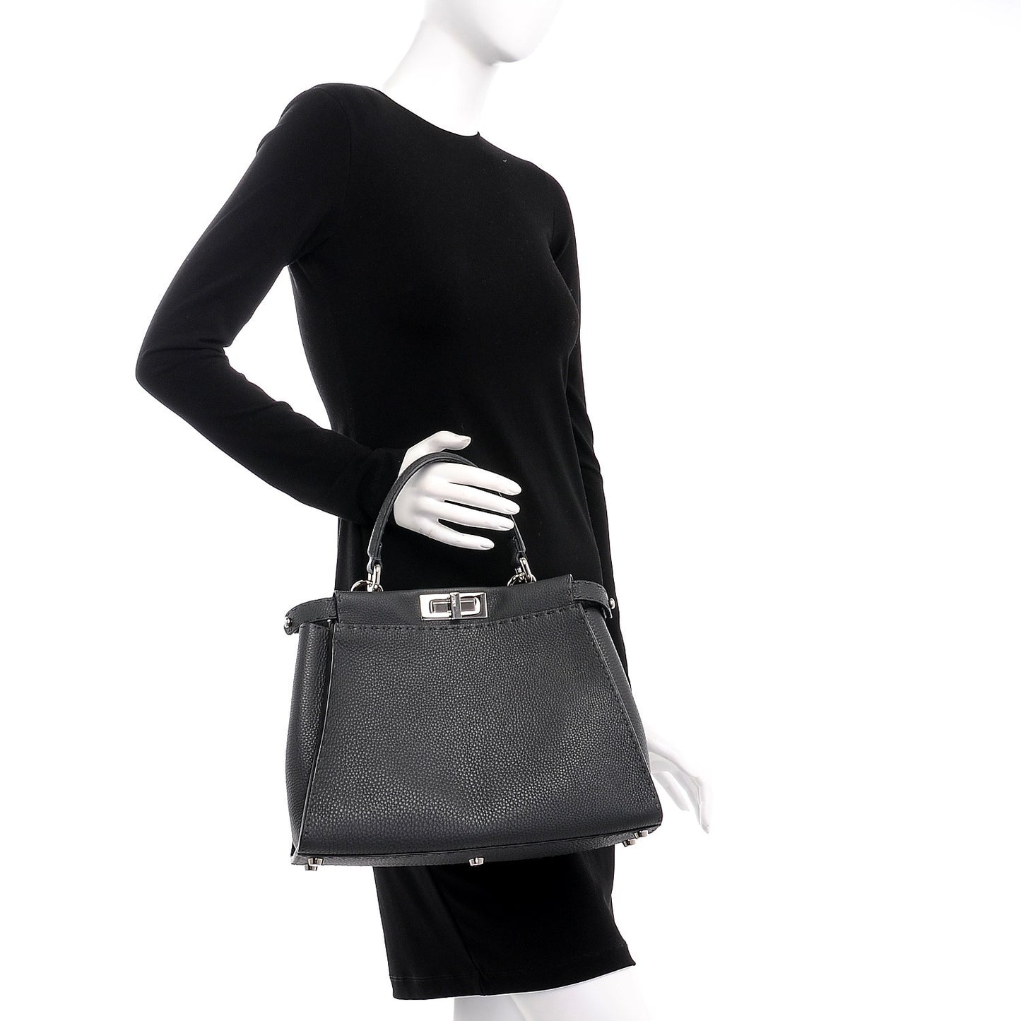 Cuoio Romano Selleria Bi-Color Large Peekaboo Iconic Satchel Asfalto Latte