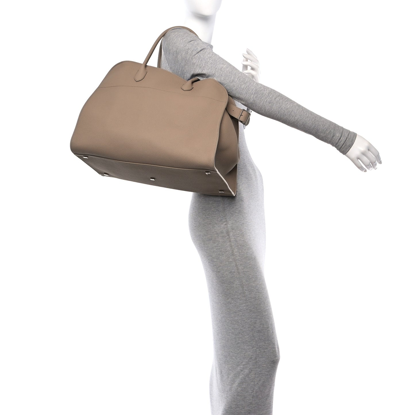 Matte Grained Calfskin Soft Margaux 17 Dark Taupe