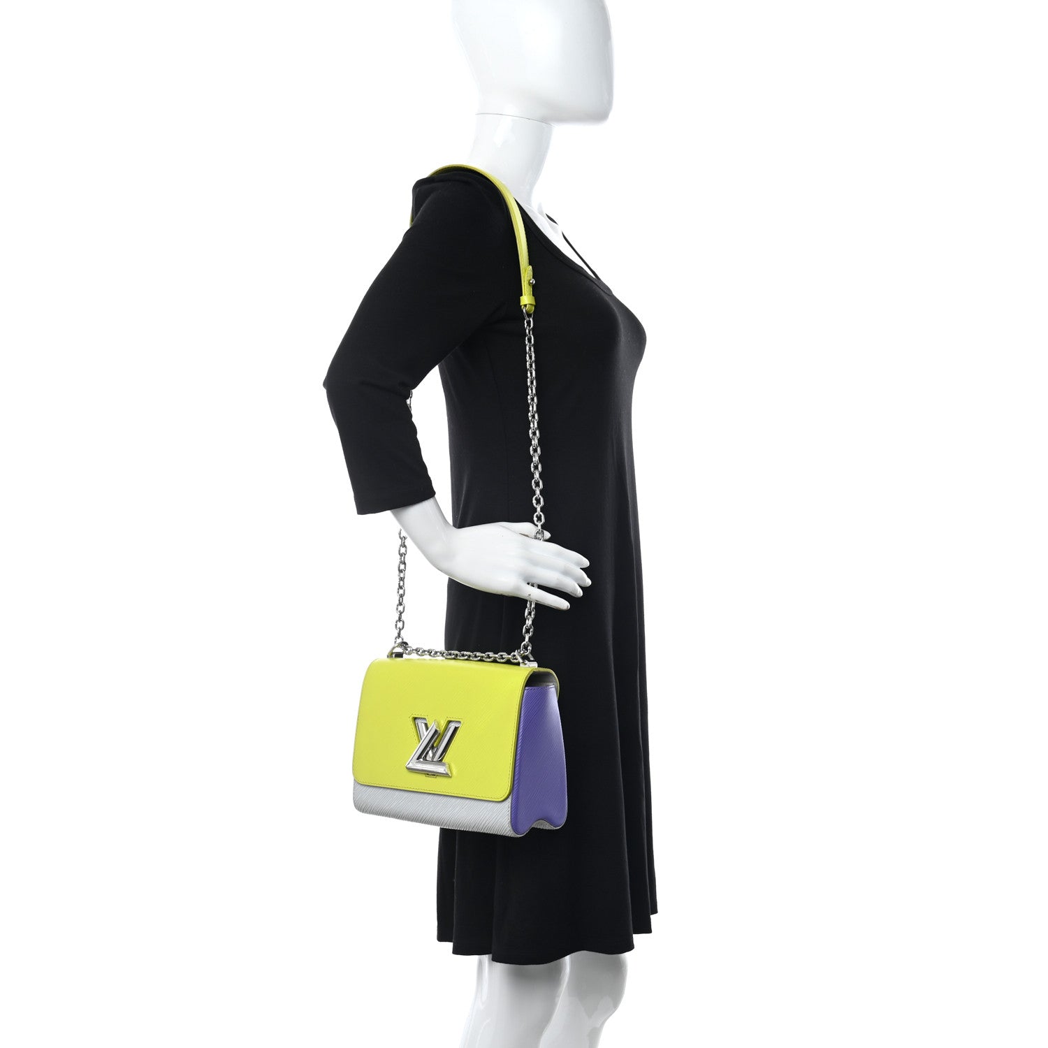 Louis Vuitton Epi Twist Shoulder Bag MM Purple Yellow Grey 2 of 14