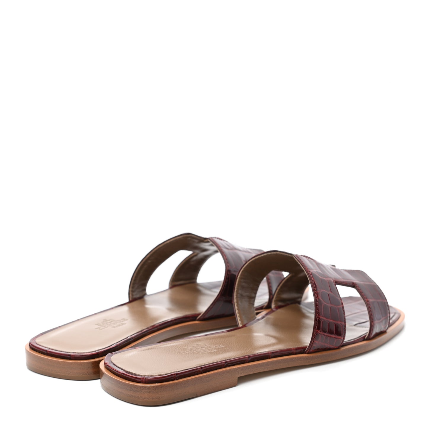Shiny Alligator Oran Sandals 36 Bourgogne