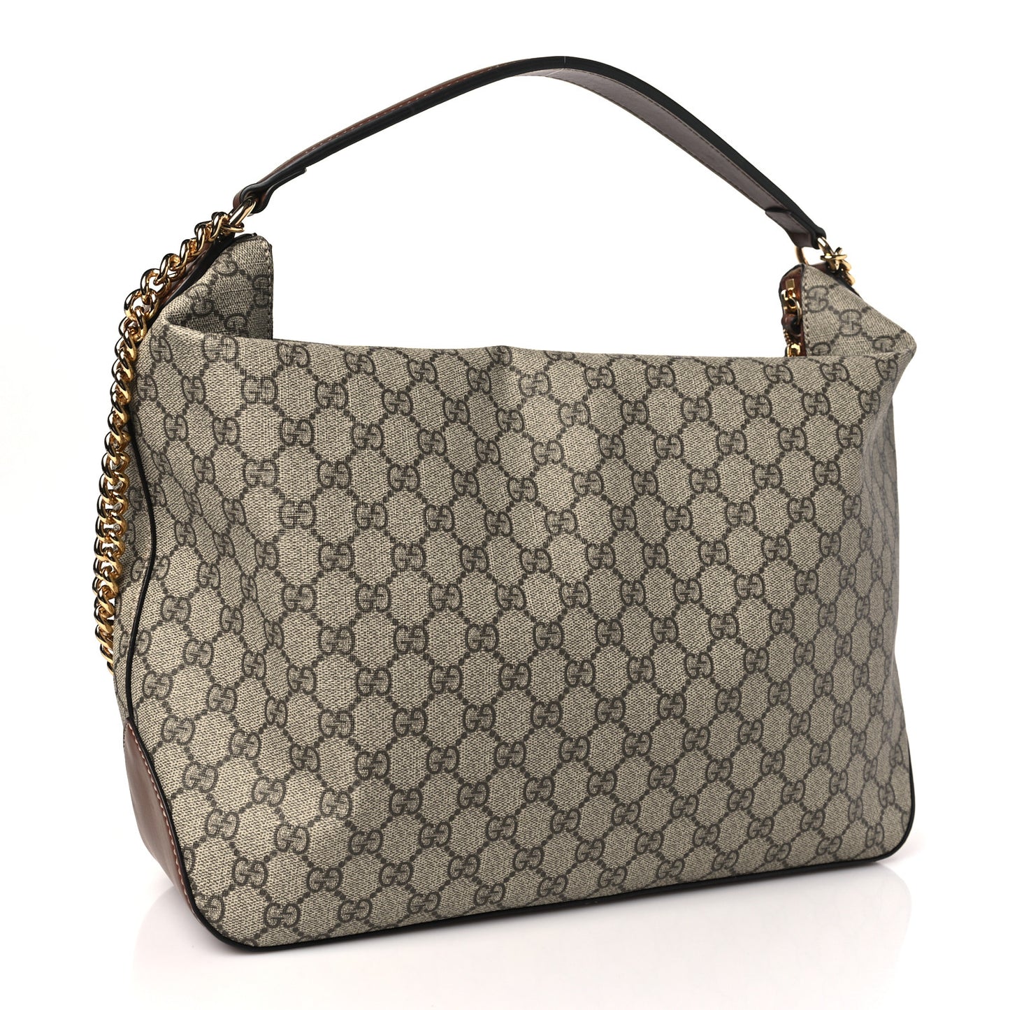 GG Supreme Monogram Large Linea A Hobo Light Brown