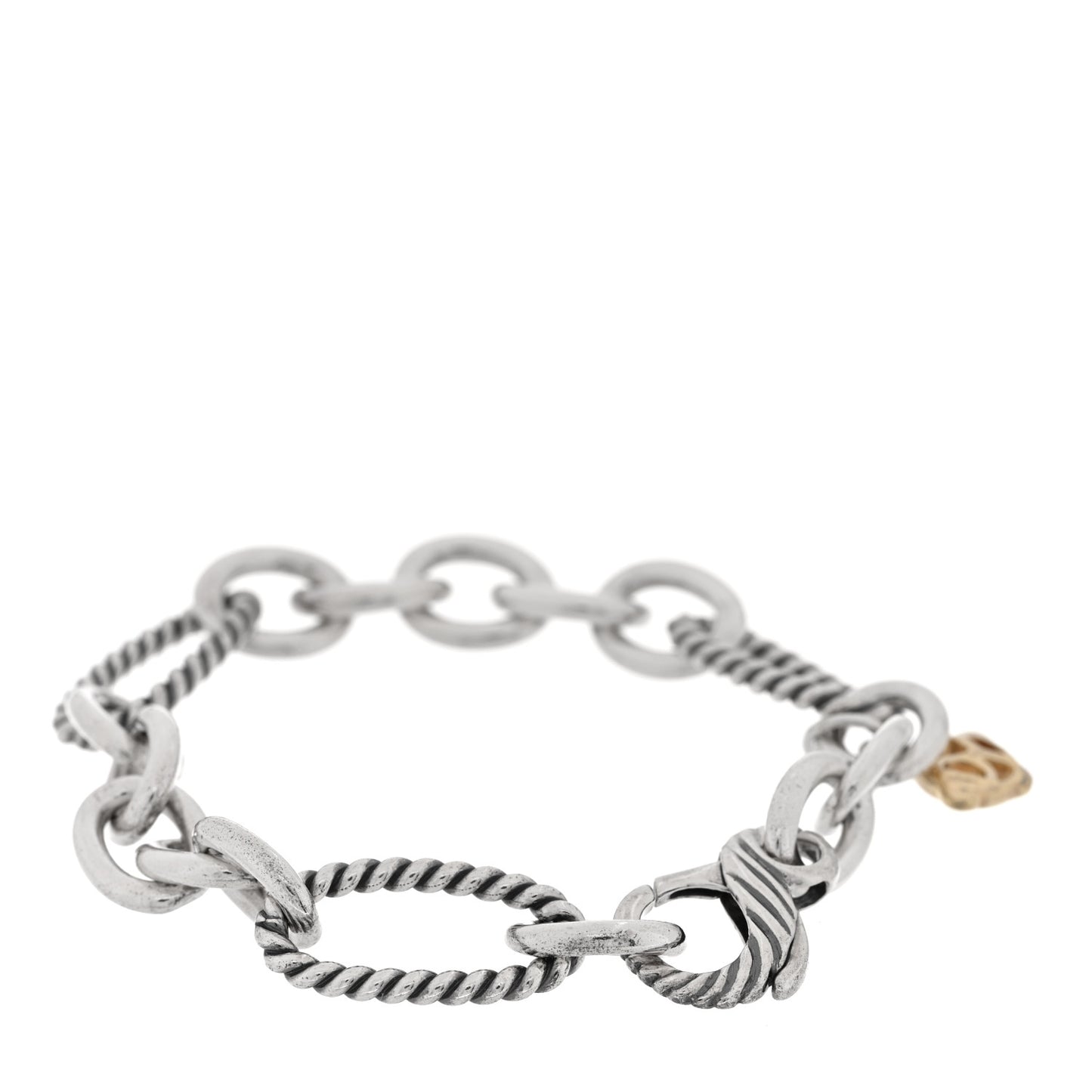 Sterling Silver 18K Yellow Gold Elongated Link Chain Bracelet