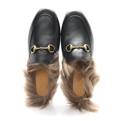 Gucci Calfskin Fur Womens Princetown Slippers 36 Black 2 of 9