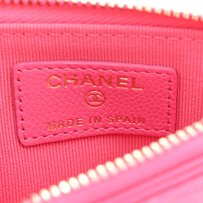 Chanel Caviar Quilted Flap Zip Card Holder Dark Pink 6 of 7