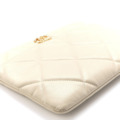 Chanel Shiny Goatskin Quilted Chanel 19 Pouch Beige 10 of 11