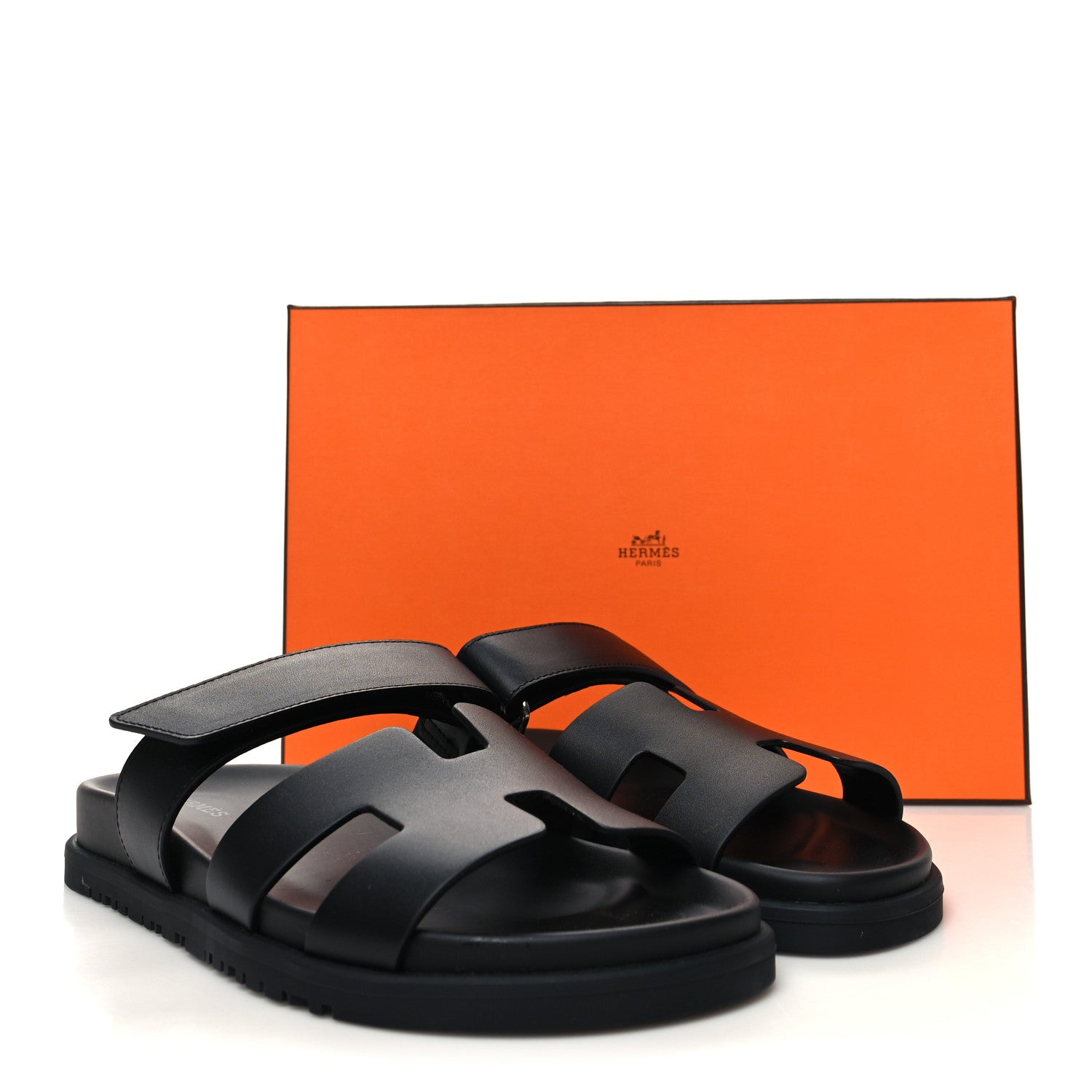 Hermes Calfskin Womens Chypre Sandals 38 Black 9 of 9