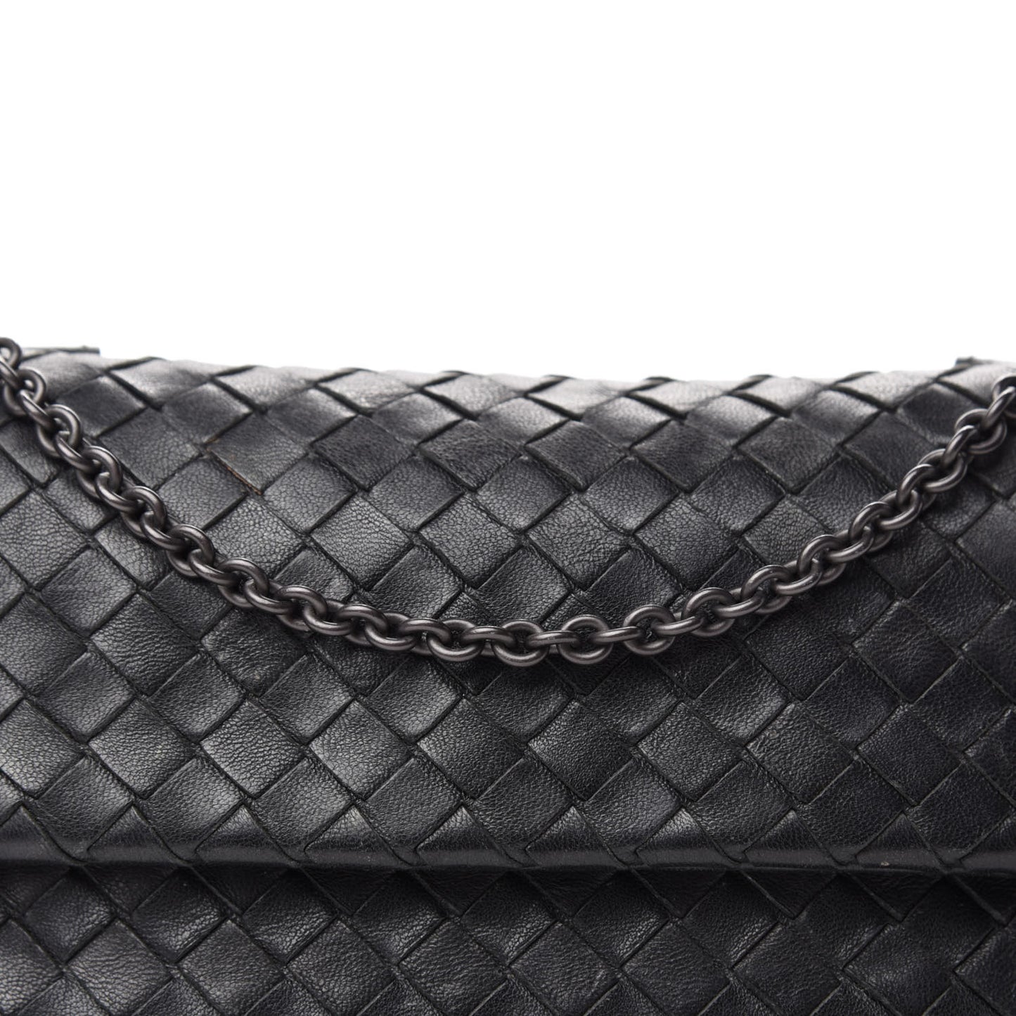 Nappa Intrecciato Mini Chain Messenger Black