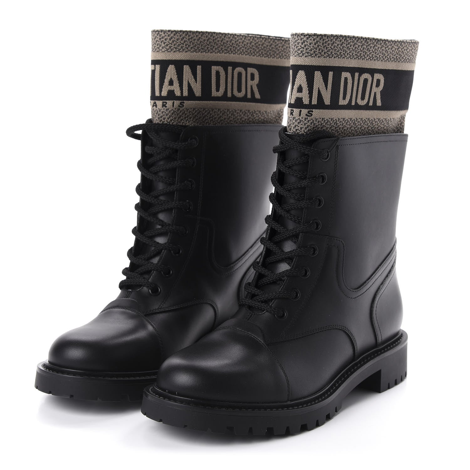 Christian Dior Calfskin Technical Fabric D-Major Ankle Boots 39 Black Taupe 3 of 10