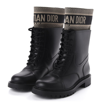 Christian Dior Calfskin Technical Fabric D-Major Ankle Boots 39 Black Taupe 3 of 10