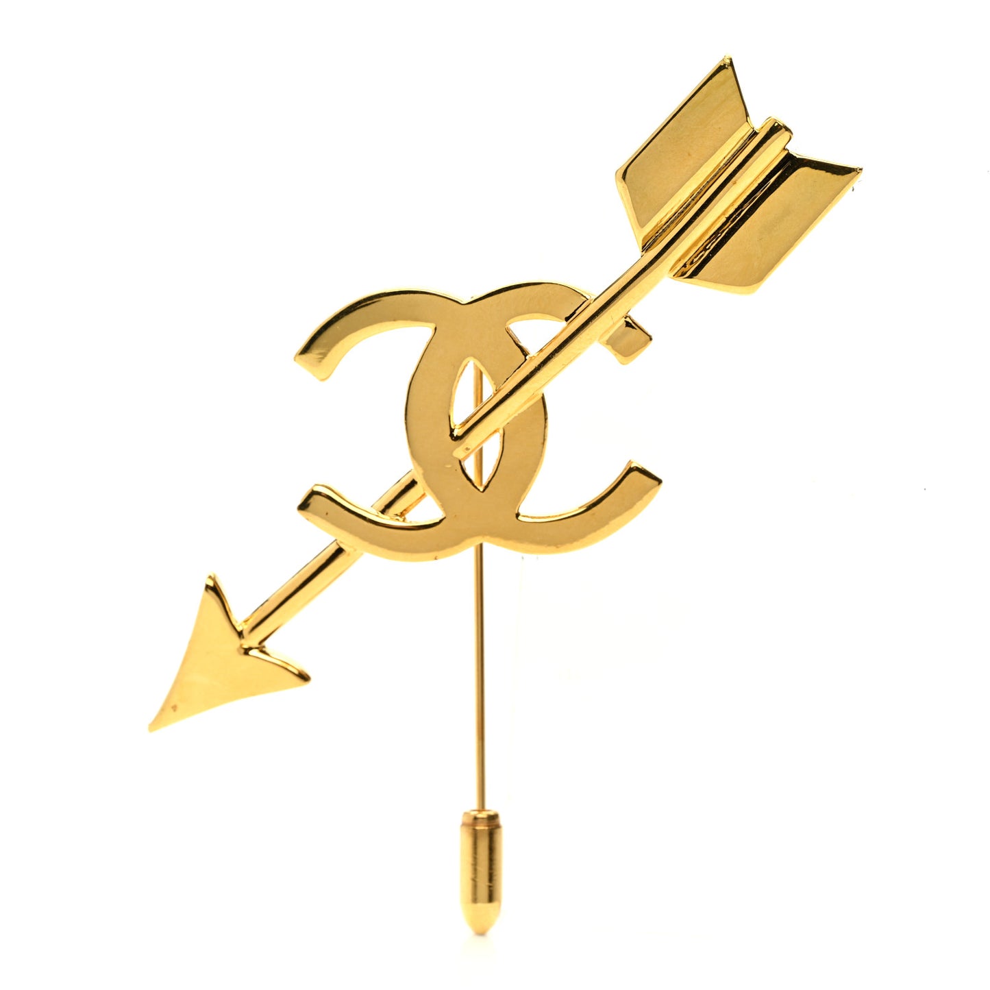 Metal CC Arrow Brooch Pin Gold