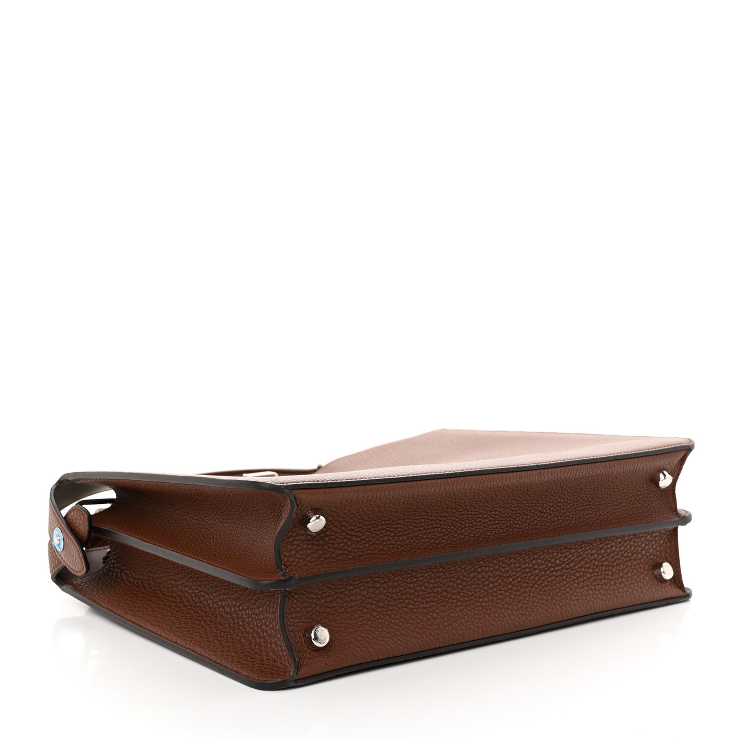 Cuoio Romano Vitello Cover Glazed Fabric Bi-Color FF 1974 Medium Peekaboo I SEE U Satchel Ghianda Saddler Tobacco Moro