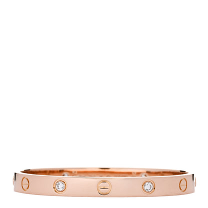 Cartier 18K Pink Gold 4 Diamond LOVE Bracelet 16 2 of 9