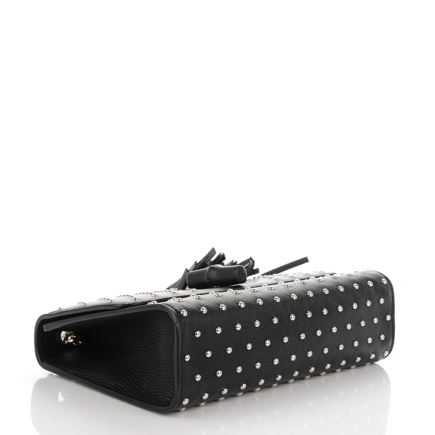 Calfskin Medium Studded Miss Bamboo Shoulder Bag Black