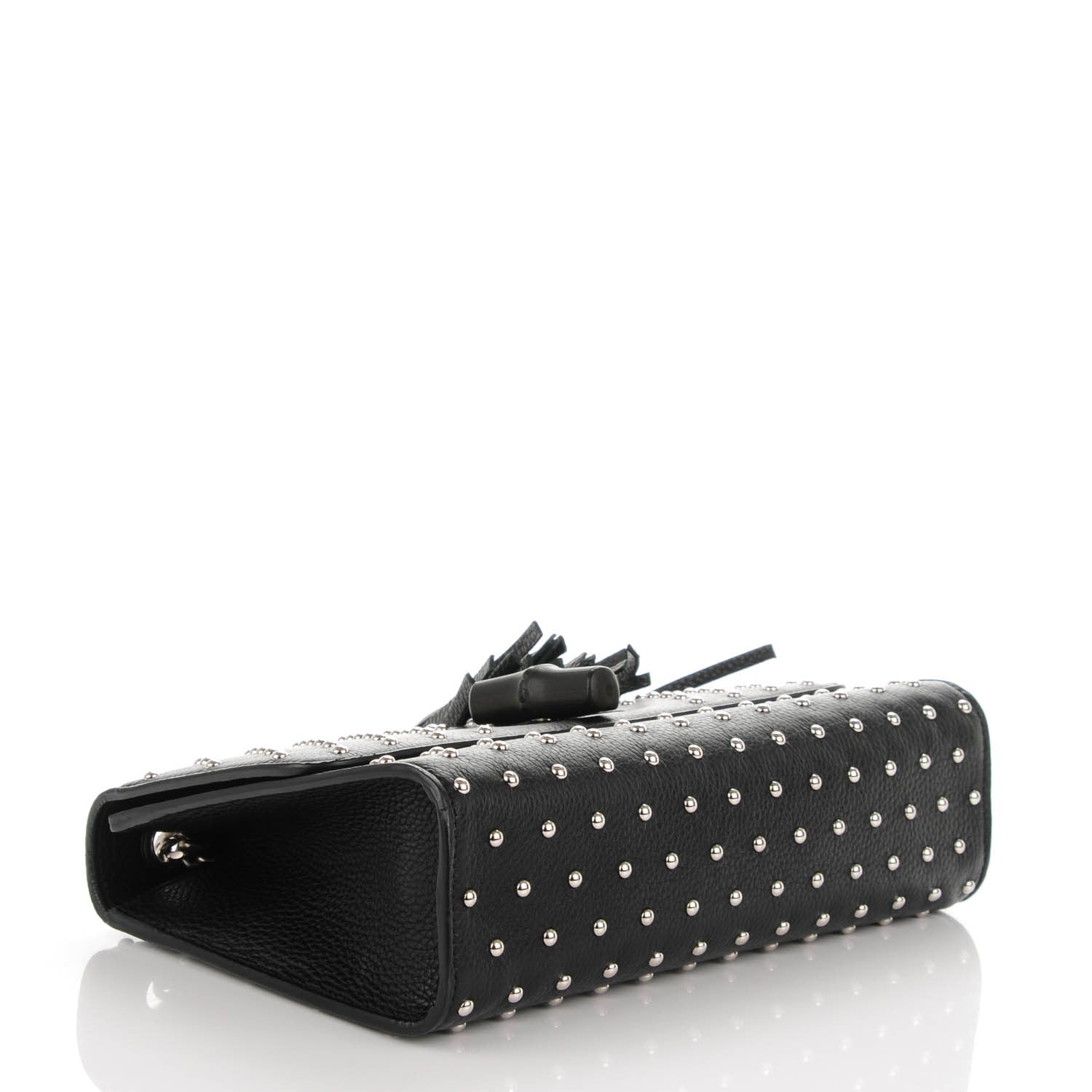 Gucci Calfskin Medium Studded Miss Bamboo Shoulder Bag Black 4 of 8