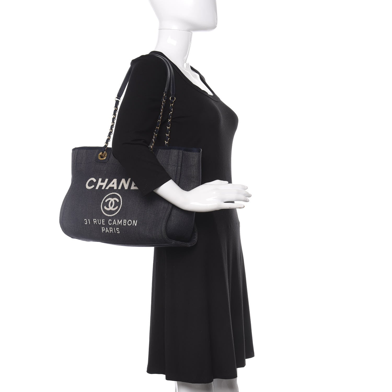 Chanel Denim Small Deauville Tote Dark Blue 2 of 11