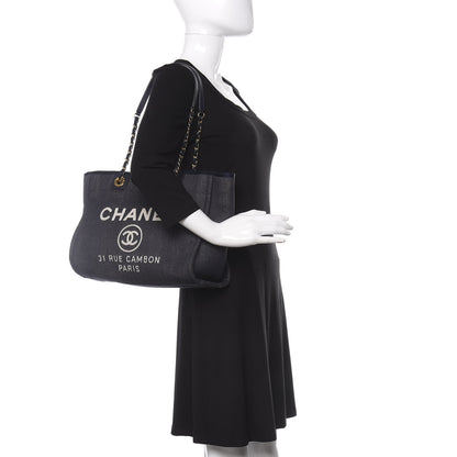 Chanel Denim Small Deauville Tote Dark Blue 2 of 11