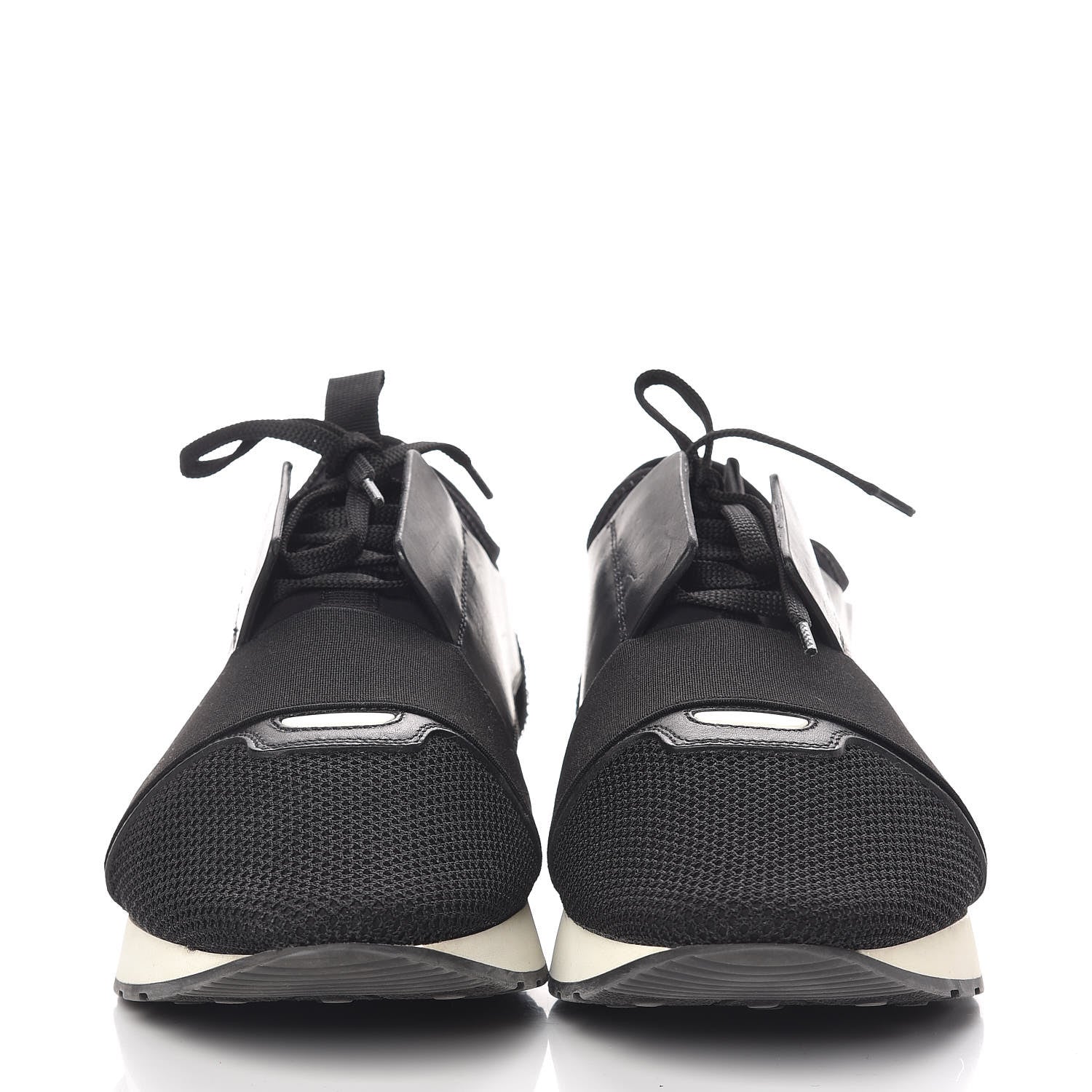 Balenciaga Mesh Calfskin Neoprene Mens Race Runner Sneakers 44 Black Red 2 of 10