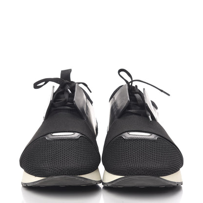 Balenciaga Mesh Calfskin Neoprene Mens Race Runner Sneakers 44 Black Red 2 of 10