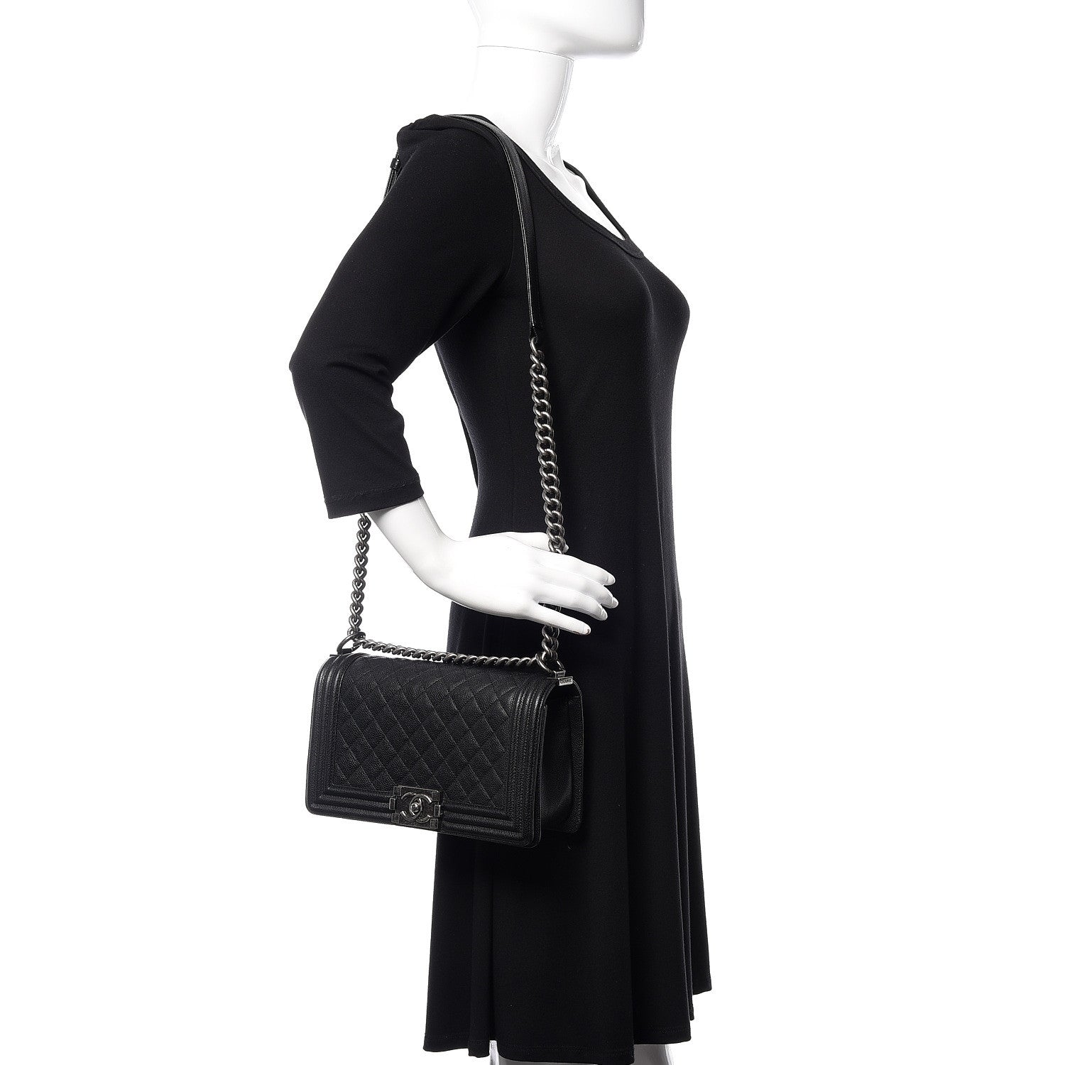 Chanel Caviar Quilted Medium Boy Flap Black 2 of 12