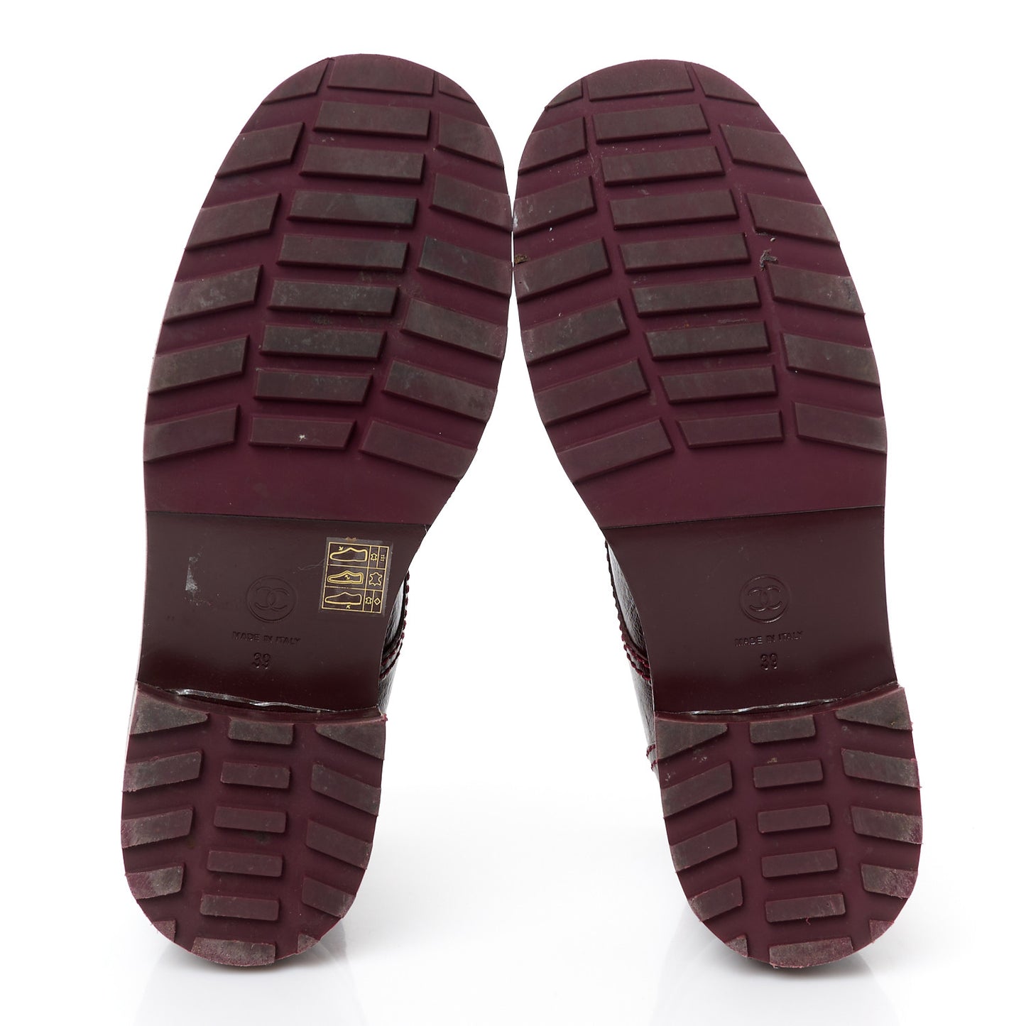 Shiny Calfskin Velvet Pearl Combat Short Boots 39 Burgundy