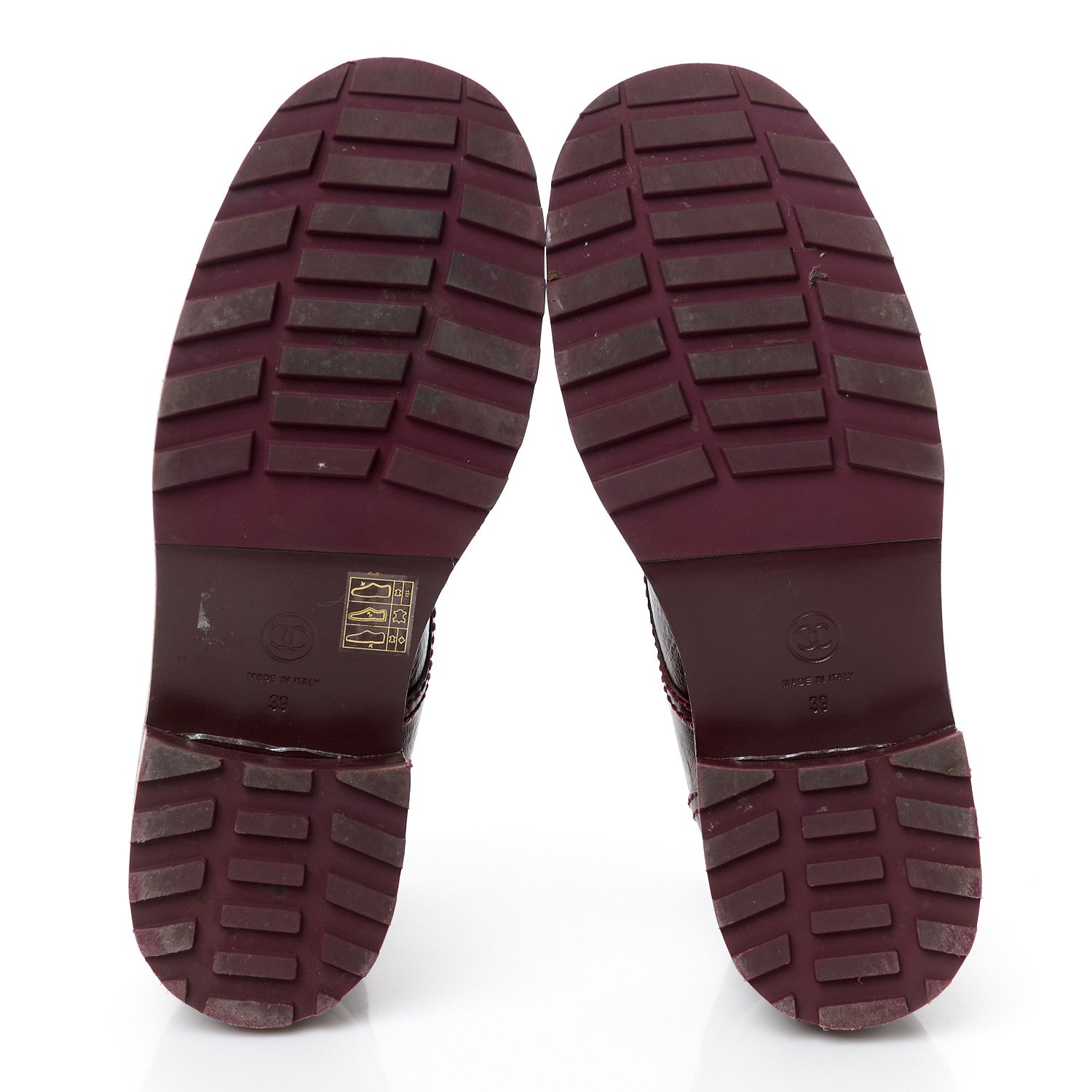 Chanel Shiny Calfskin Velvet Pearl Combat Short Boots 39 Burgundy 6 of 9
