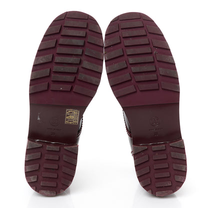 Chanel Shiny Calfskin Velvet Pearl Combat Short Boots 39 Burgundy 6 of 9