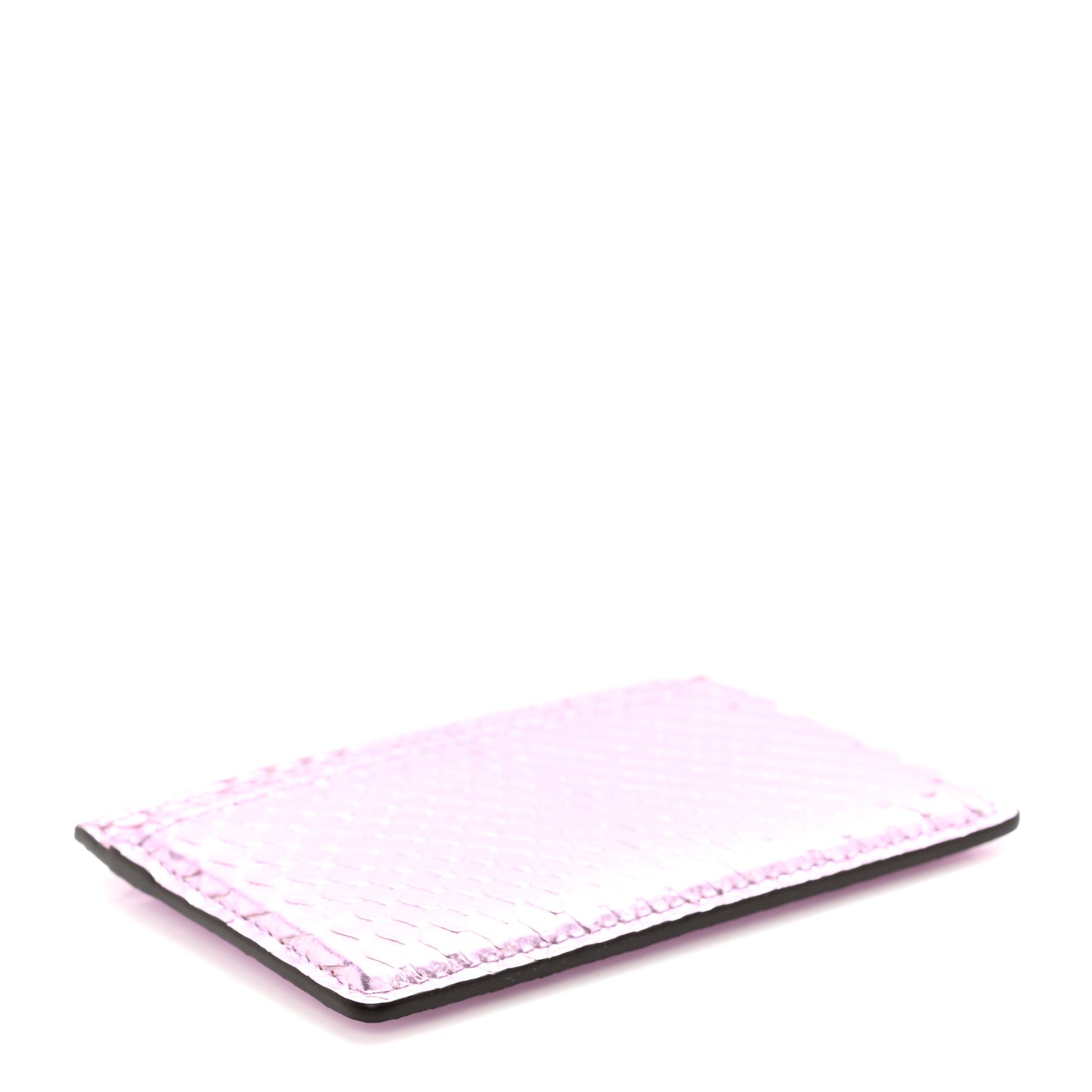 Metallic Snakeskin Card Holder Pink