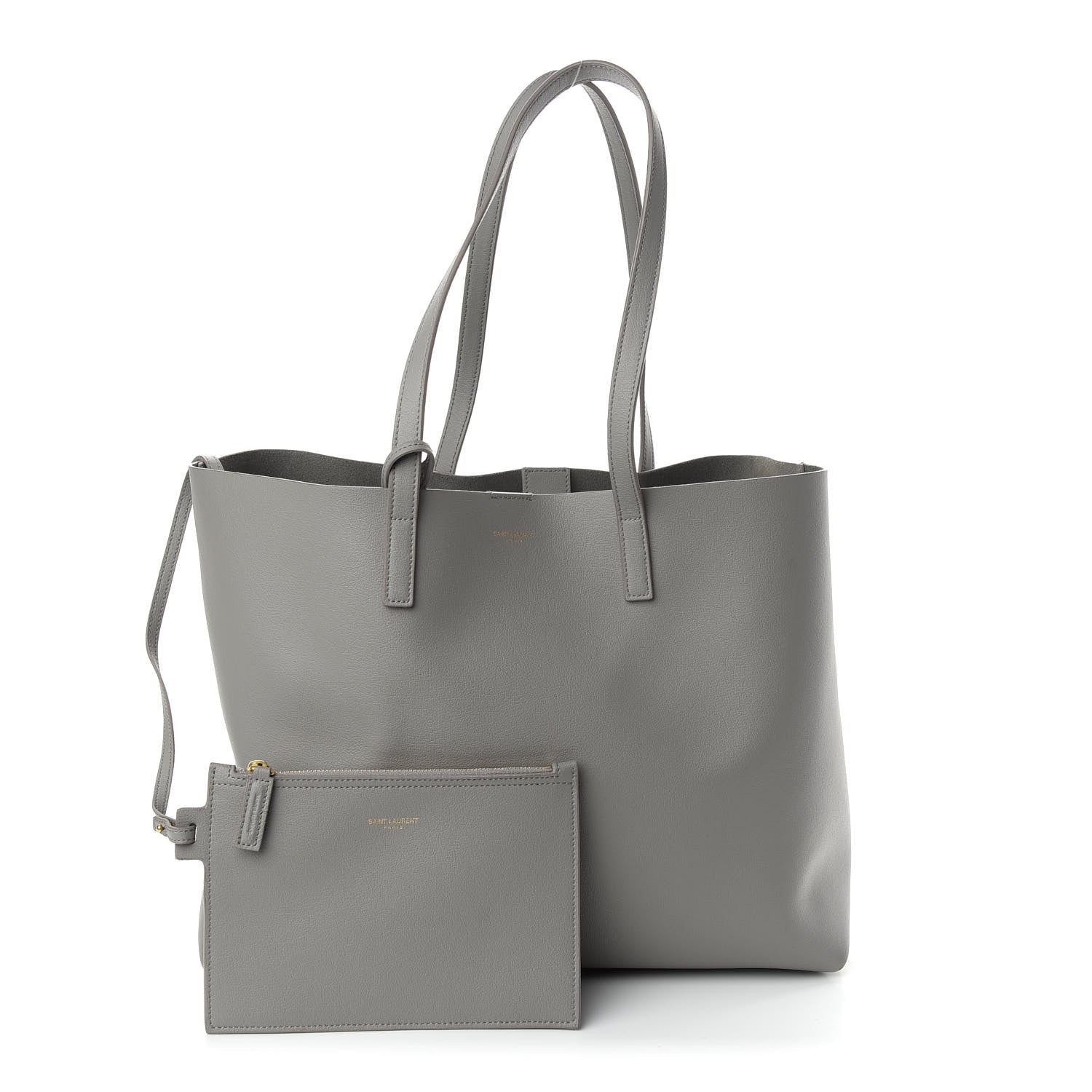 Saint Laurent Calfskin Large Shopping Tote Oyster Grey 4 of 11