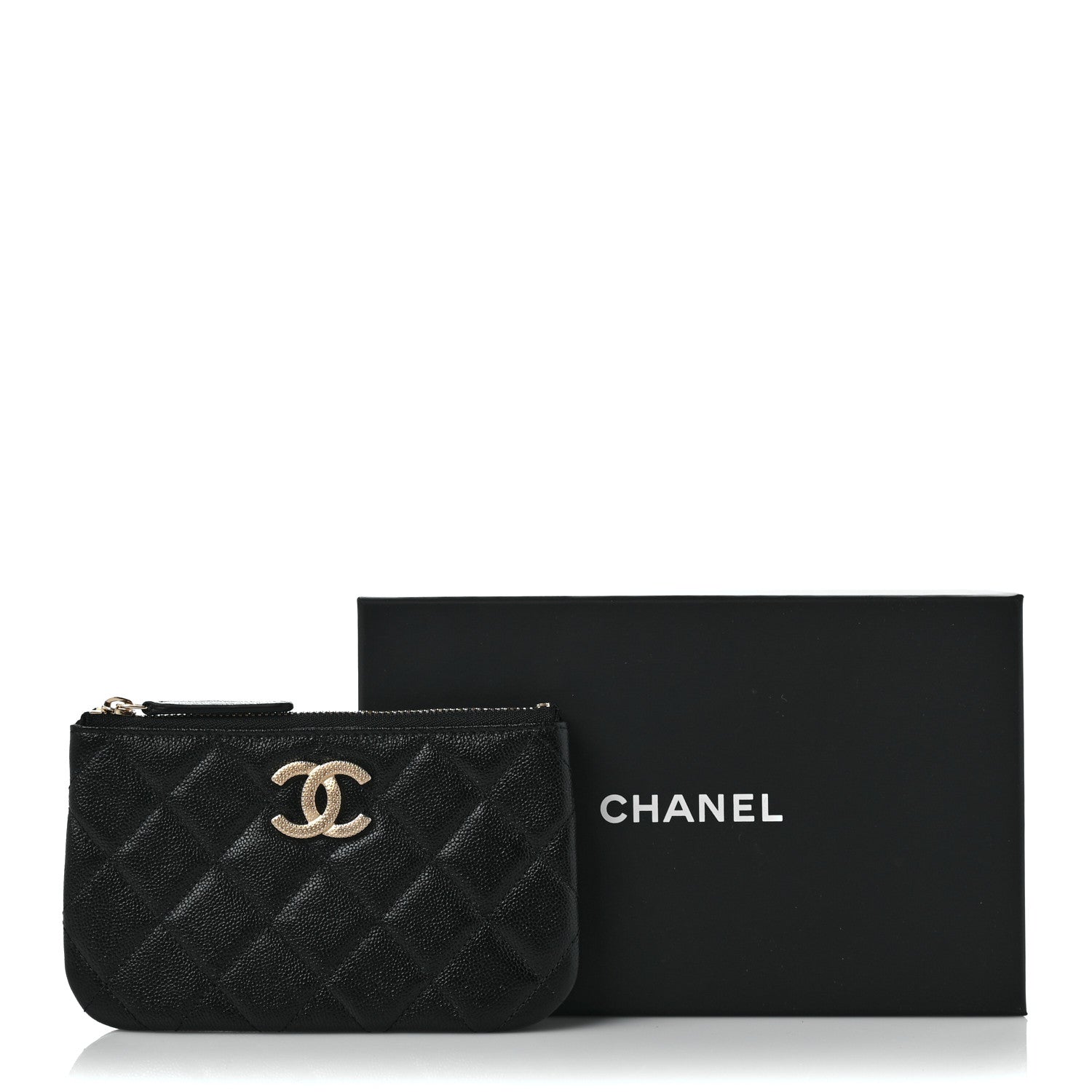 Chanel Caviar Quilted Studded CC Small Cosmetic Case Black 8 of 8