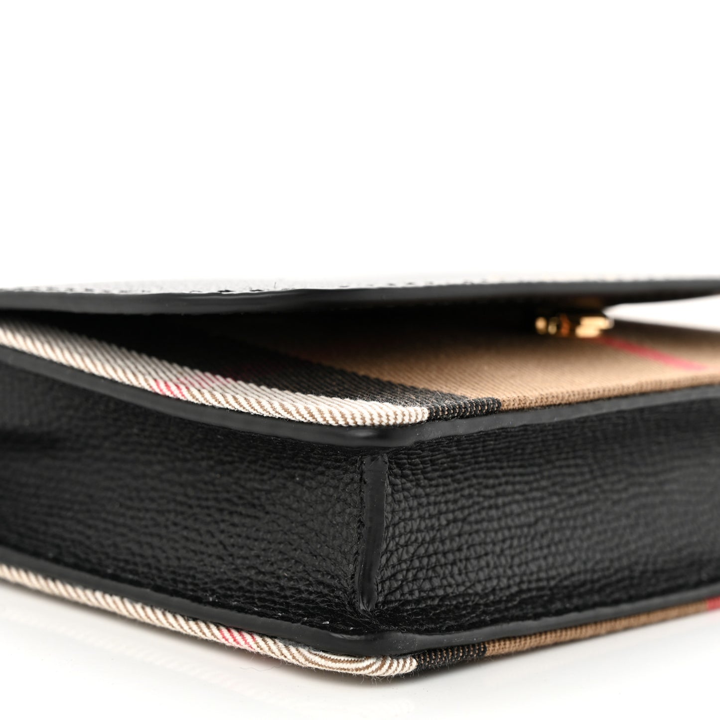 Derby Calfskin House Check Wallet On Chain Black