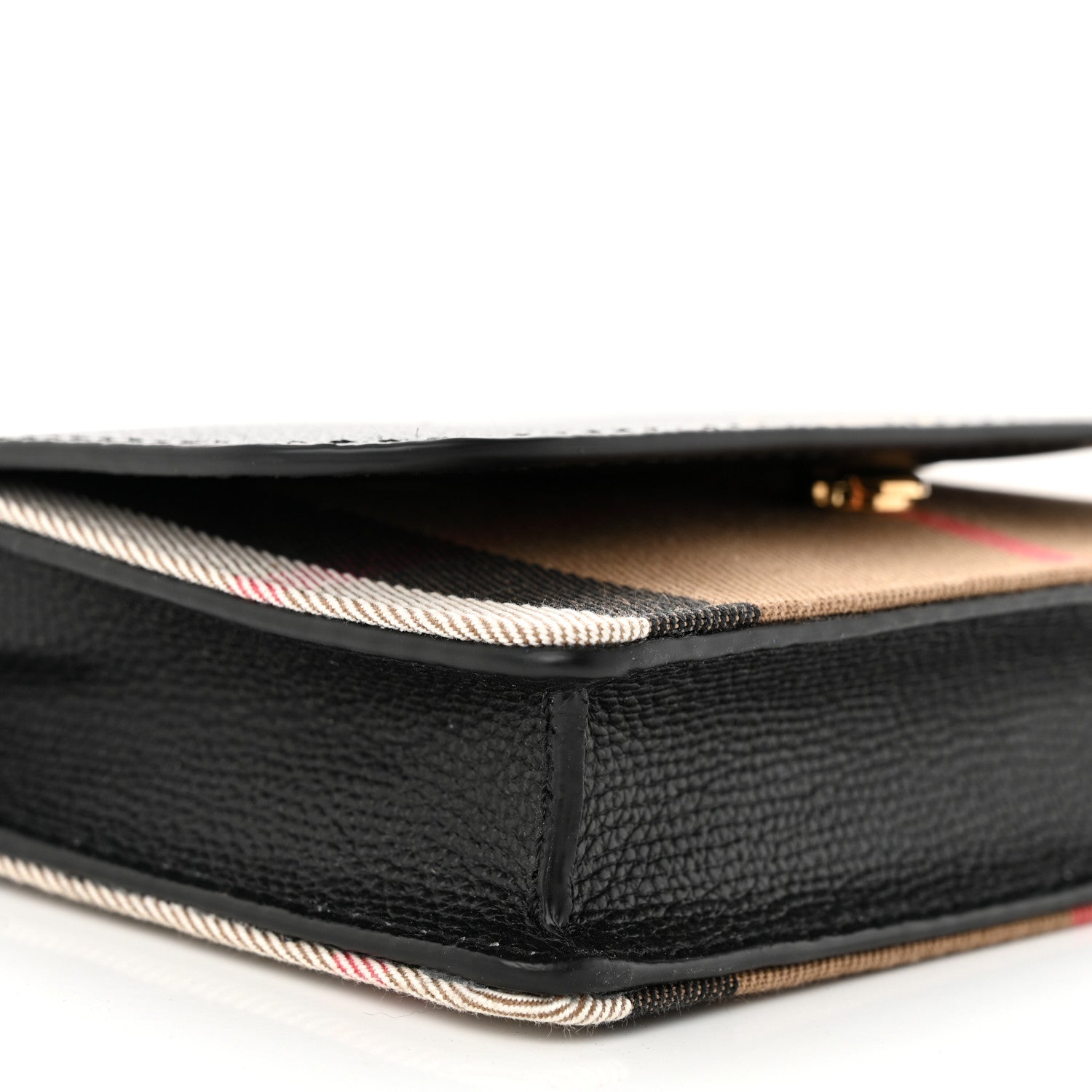 Burberry Derby Calfskin House Check Wallet On Chain Black 8 of 9