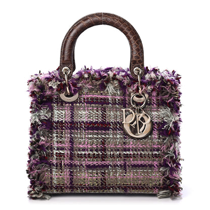 Christian Dior Tweed Fringe Medium Lady Dior Purple 1 of 4