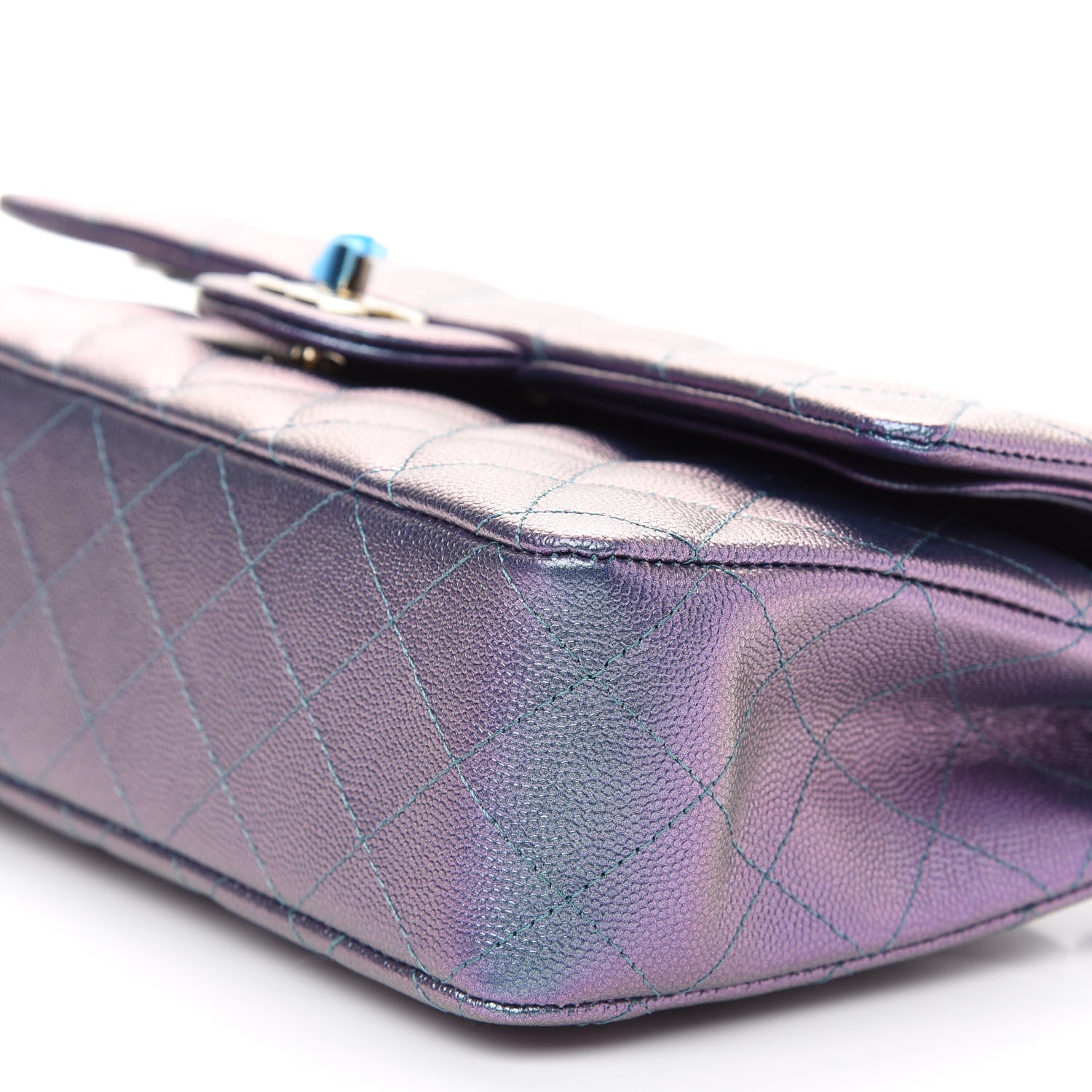 Chanel Iridescent Caviar Quilted Medium Double Flap Dark Blue 9 of 9