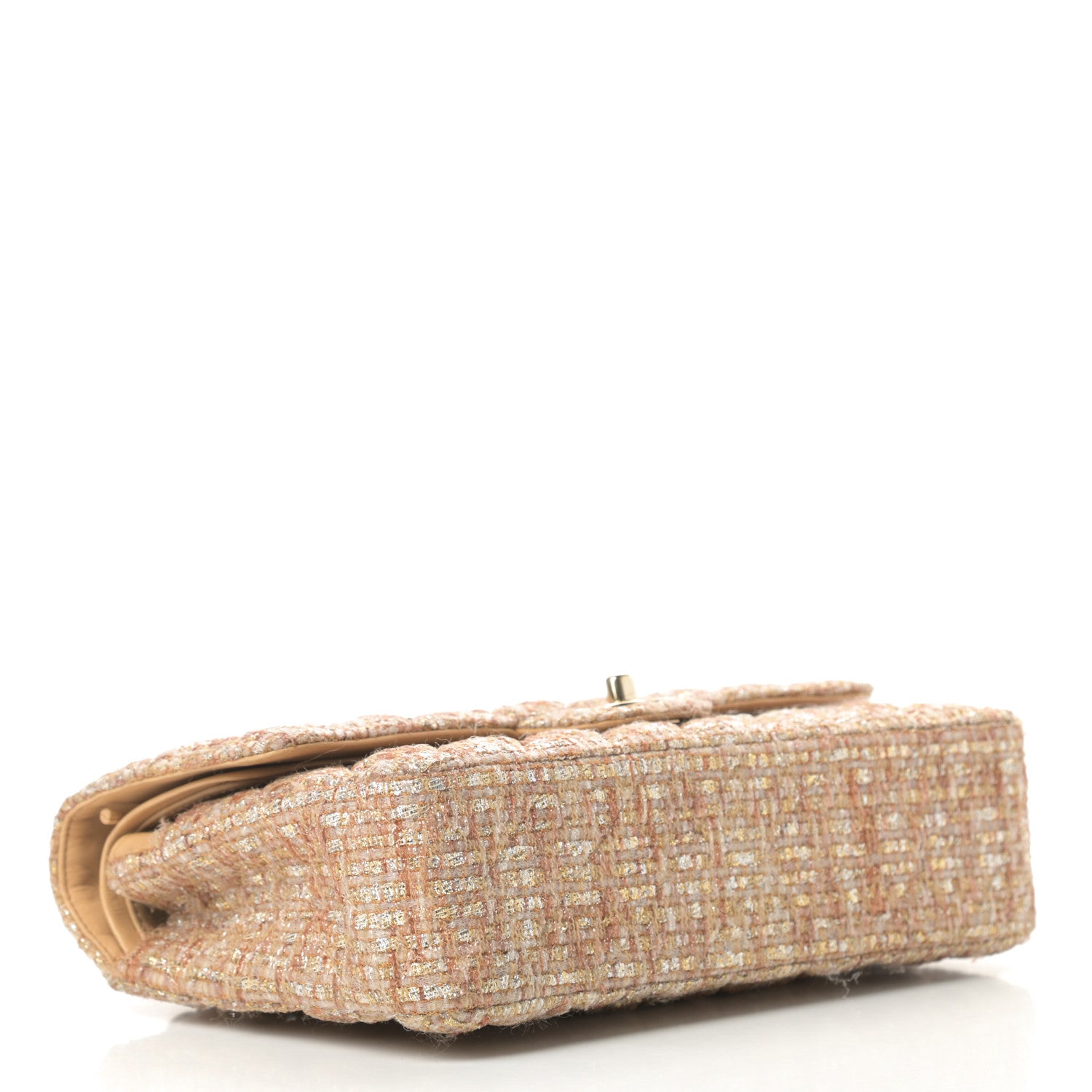 Chanel Tweed Quilted Medium Double Flap Brown Gold 4 of 13
