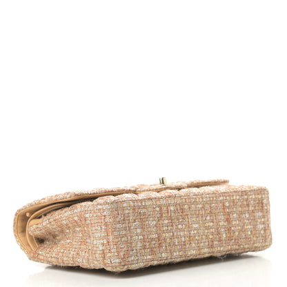 Chanel Tweed Quilted Medium Double Flap Brown Gold 4 of 13