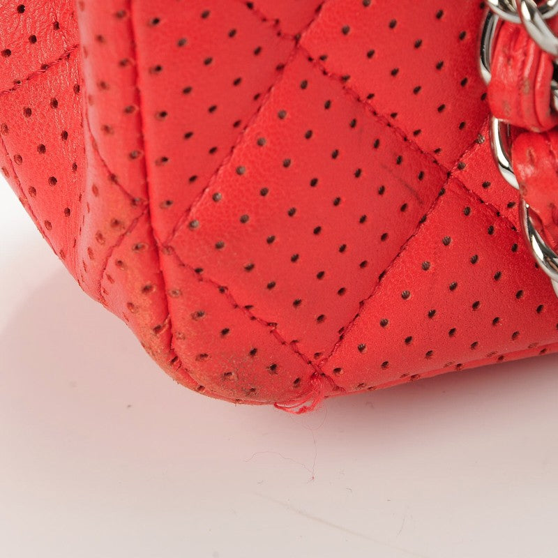 Chanel Lambskin Perforated Medium Double Flap Red 11 of 13