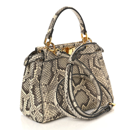 Fendi Snakeskin Shiny Nappa Mini Peekaboo Iconic Satchel Roccia Light Rose 3 of 9